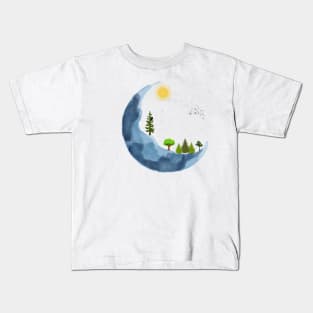 How beautiful is nature, the moon with the birds, with the sun with the trees Kids T-Shirt